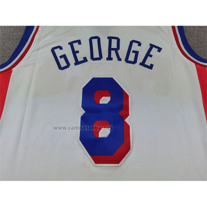 Camiseta Philadelphia 76ers Paul George #8 Association 2024-25 Blanco